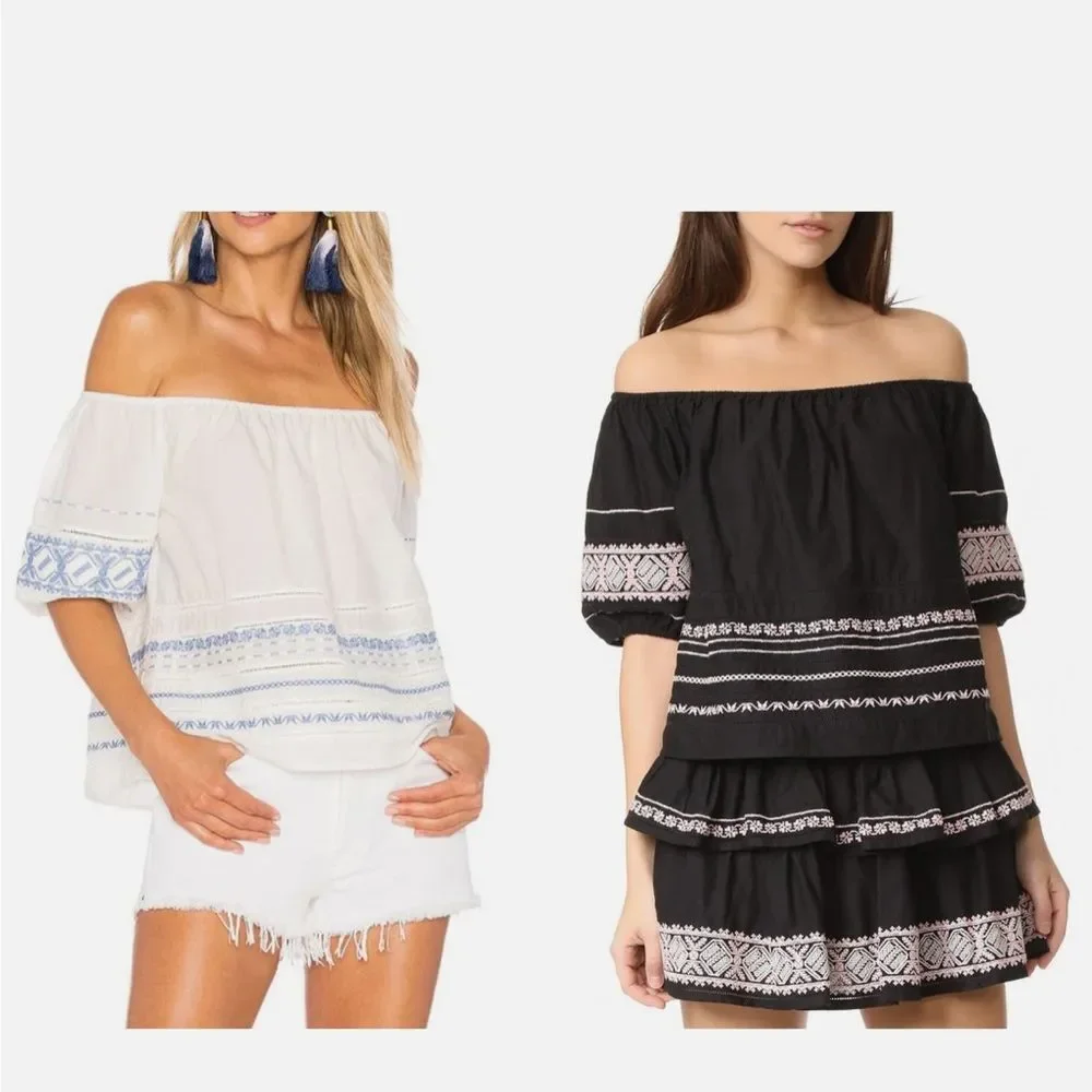 LOVESHACKFANCY Women's Off-The-Shoulder Frida Top $224 NEW